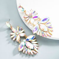 Wholesale Jewelry Multi-layer Willow Leaf-shaped Diamond-studded Geometric Flower Earrings Nihaojewelry sku image 2