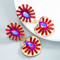 Wholesale Jewelry Water Drop Heart-shaped Alloy Inlaid Glass Diamond Earrings Nihaojewelry sku image 1
