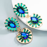 Wholesale Jewelry Water Drop Heart-shaped Alloy Inlaid Glass Diamond Earrings Nihaojewelry sku image 2