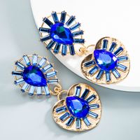 Wholesale Jewelry Water Drop Heart-shaped Alloy Inlaid Glass Diamond Earrings Nihaojewelry sku image 3