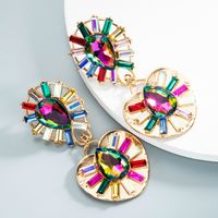 Wholesale Jewelry Water Drop Heart-shaped Alloy Inlaid Glass Diamond Earrings Nihaojewelry sku image 4