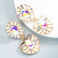Wholesale Jewelry Water Drop Heart-shaped Alloy Inlaid Glass Diamond Earrings Nihaojewelry sku image 5