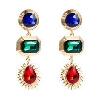 Fashion Heart Diamond Alloy Artificial Gemstones Earrings main image 6