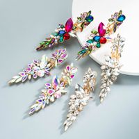Wholesale Jewelry Alloy Diamond Glass Diamond Flower Long Earrings Nihaojewelry main image 1