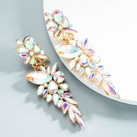 Wholesale Jewelry Alloy Diamond Glass Diamond Flower Long Earrings Nihaojewelry main image 3