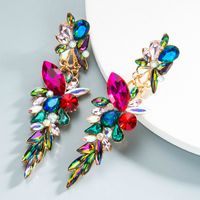 Wholesale Jewelry Alloy Diamond Glass Diamond Flower Long Earrings Nihaojewelry main image 4