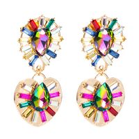Wholesale Jewelry Water Drop Heart-shaped Alloy Inlaid Glass Diamond Earrings Nihaojewelry main image 6