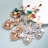 Wholesale Jewelry Multi-layer Willow Leaf-shaped Diamond-studded Geometric Flower Earrings Nihaojewelry main image 1