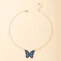 Wholesale Simple Blue Full Diamond Butterfly Pendant Necklace Nihaojewelry main image 1