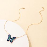 Wholesale Einfache Blaue Voller Diamant Schmetterling Anhänger Halskette Nihaojewelry main image 3