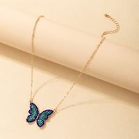 Wholesale Einfache Blaue Voller Diamant Schmetterling Anhänger Halskette Nihaojewelry main image 4
