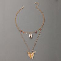Wholesale Ethnic Butterfly Shell Pendant Color Bead Double-layer Necklace Nihaojewelry main image 4