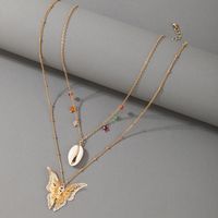 Wholesale Ethnic Butterfly Shell Pendant Color Bead Double-layer Necklace Nihaojewelry main image 5