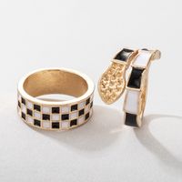 Wholesale Jewelry Simple Plaid Checkerboard Snake Shape 2-piece Ring Nihaojewelry main image 5