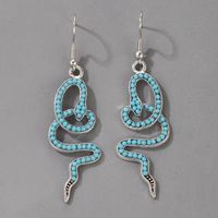 Nihaojewelry Bijoux En Gros Nouvelles Boucles D&#39;oreilles En Alliage De Perles Bleues En Forme De Serpent Bohème main image 1
