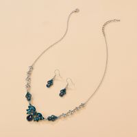 الجملة مجوهرات الأزرق القلب قلادة أقراط مجموعة Nihaojewelry main image 3