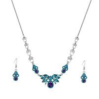 الجملة مجوهرات الأزرق القلب قلادة أقراط مجموعة Nihaojewelry main image 6