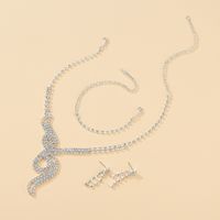 Wholesale Jewelry Geometric Diamond Necklace Earrings Bracelet 3-piece Set Nihaojewelry main image 3