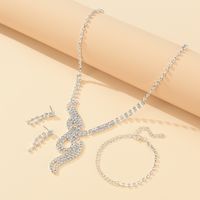Wholesale Jewelry Geometric Diamond Necklace Earrings Bracelet 3-piece Set Nihaojewelry main image 4