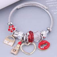 Nihaojewelry Wholesale Jewelry Fashion Metal Bag Lipstick Heart Lips Multi-element Pendant Bracelet sku image 1