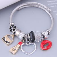 Nihaojewelry Wholesale Jewelry Fashion Metal Bag Lipstick Heart Lips Multi-element Pendant Bracelet sku image 2