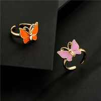 Wholesale Jewelry Gold Electroplated Copper Dripping Butterfly Open Ring Nihaojewelry main image 6