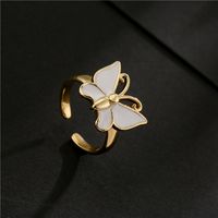 Wholesale Jewelry Gold Electroplated Copper Dripping Butterfly Open Ring Nihaojewelry main image 5