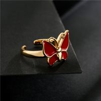 Großhandel Schmuck Gold Galvanisierter Kupfer Tropfender Schmetterling Offener Ring Nihaojewelry main image 4