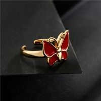 Wholesale Jewelry Gold Electroplated Copper Dripping Butterfly Open Ring Nihaojewelry main image 4