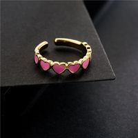 Nihaojewelry Wholesale Jewelry Copper Plated 18k Gold Dripping Heart Open Ring main image 4