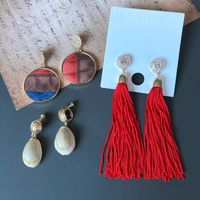 Nihaojewelry Fashion Tassel Double-sided Imitation Leather Earrings Wholesale Jewelry main image 2