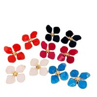 Nihaojewelry Korean Style Four-leaf Clover Color Enamel Earrings Wholesale Jewelry main image 6