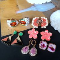 Nihaojewelry Korean Style Color Matching Drip Glaze Enamel Geometric Earrings Wholesale Jewelry main image 1