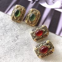 Großhandel Retro Eingelegte Smaragd-edelstein-ohrstecker Nihaojewelry main image 1