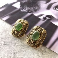 Großhandel Retro Eingelegte Smaragd-edelstein-ohrstecker Nihaojewelry main image 3
