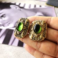 Großhandel Retro Eingelegte Smaragd-edelstein-ohrstecker Nihaojewelry main image 5