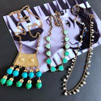 Nihaojewelry Wholesale Jewelry Blue Green Resin Bead Pendant Gemstone Long Necklace main image 1