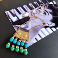 Nihaojewelry Wholesale Jewelry Blue Green Resin Bead Pendant Gemstone Long Necklace main image 3