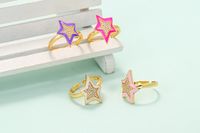 Wholesale Jewelry Drop Oil Five-pointed Star Copper Ring Nihaojewelry main image 3