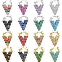 Nihaojewelry Wholesale Jewelry Colored Micro-inlaid Zircon Inverted Triangle Copper Earrings main image 1