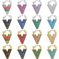 Nihaojewelry Wholesale Jewelry Colored Micro-inlaid Zircon Inverted Triangle Copper Earrings main image 2