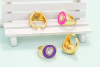 Nihaojewelry Wholesale Jewelry Dripping Wide Face Heart-shaped Copper Zircon Ring main image 4