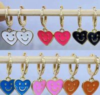 Nihaojewelry Wholesale Jewelry Heart-shaped Smiley Face Color Dripping Copper Earrings main image 1
