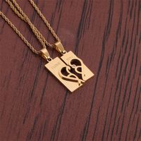 Nihaojewelry Retro Twist Chain Letter Heart Pendant Stainless Steel Necklace Wholesale main image 3