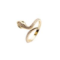 Nihaojewelry Fashion Snake-shape Copper Inlaid Zircon Ring main image 5