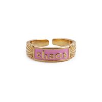 Nihaojewelry Simple Letters Dripping Oil Copper Inlaid Zircon Ring Wholesale Jewelry main image 6