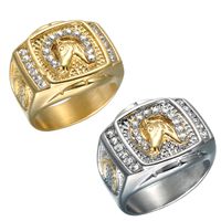 Wholesale Jewelry Fashion Diamond Horse Head Stainless Steel Ring Nihaojewelry main image 1