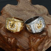 Wholesale Jewelry Fashion Diamond Horse Head Stainless Steel Ring Nihaojewelry main image 3