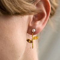 Nihaojewelry Wholesale Jewelry Simple Pearl Flower Copper Stud Earrings main image 1