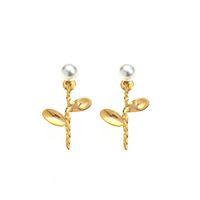 Nihaojewelry Wholesale Jewelry Simple Pearl Flower Copper Stud Earrings main image 6